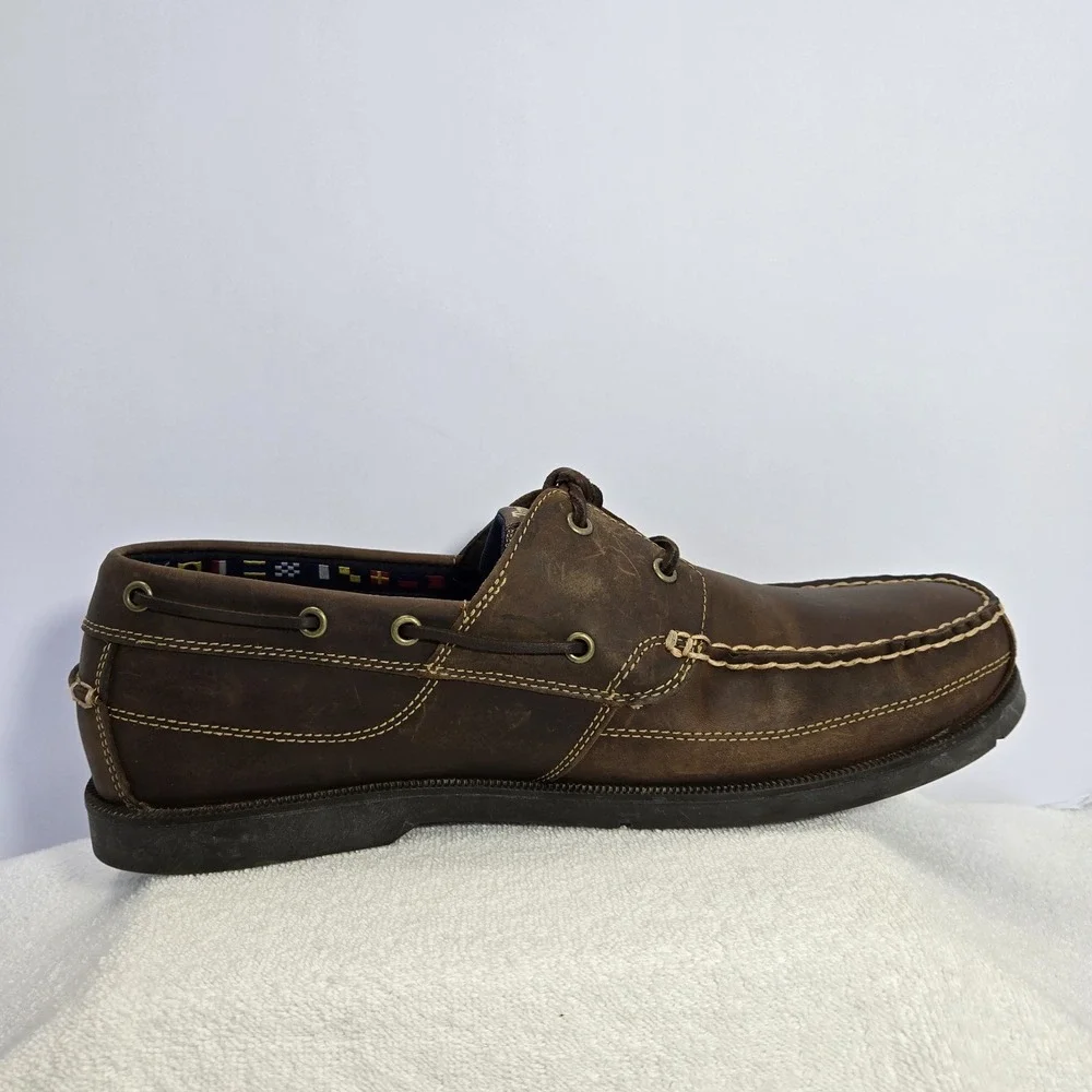 Timberland Classic 2 Eye Leather Boat Shoes Kia Wah Mens Size 15 Brown Loafers